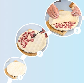 FORMA FOREMKA PIEROŻNICA DO PIEROGÓW USZEK RAVIOLI METALOWA 25 CM 37 SZTUK